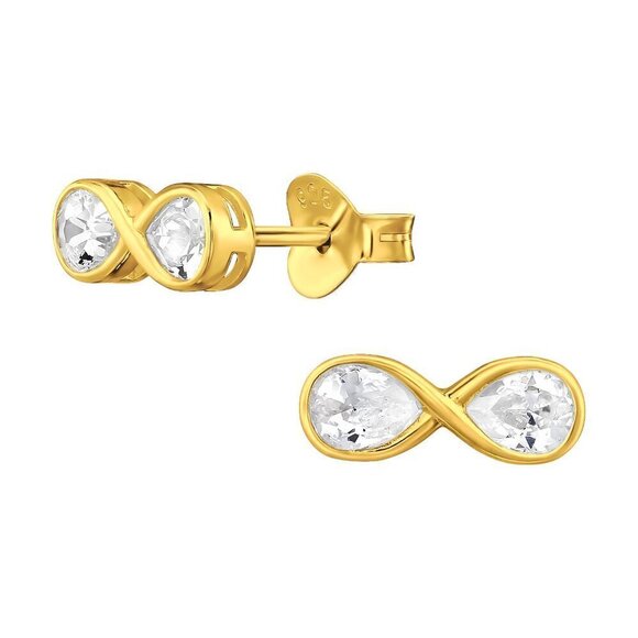 14K Gold Vermeil Infinity Stud Earrings - Picture 1 of 15